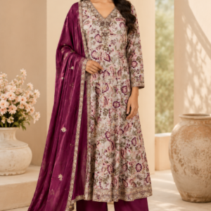 Rayon floral 3 piece frock suit set